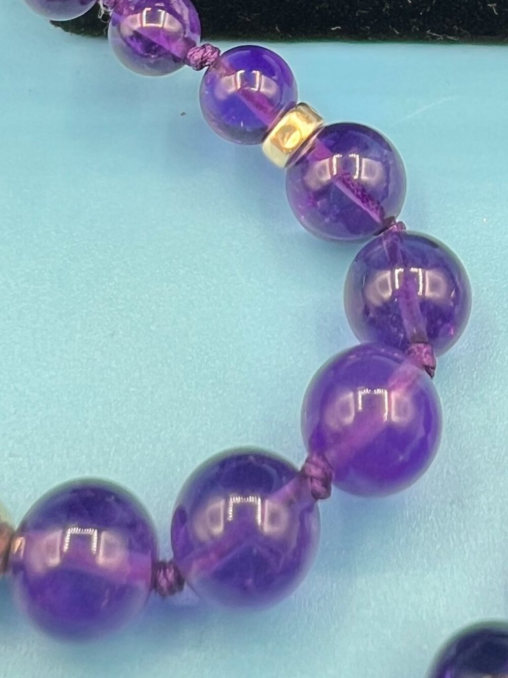 Long Amethyst colored Glass Beaded Necklace